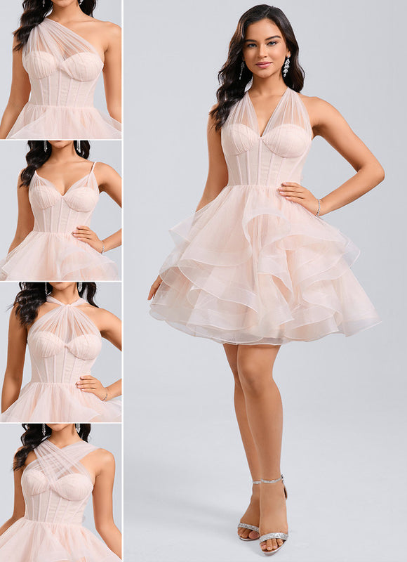 Robe De Princesse Tulle Asymétrique Saumon