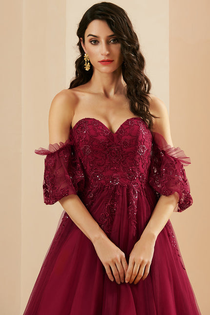 Robe De Princesse Bordeaux Évasée - gallery 2