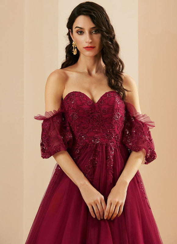 Robe De Princesse Bordeaux Évasée - gallery 2