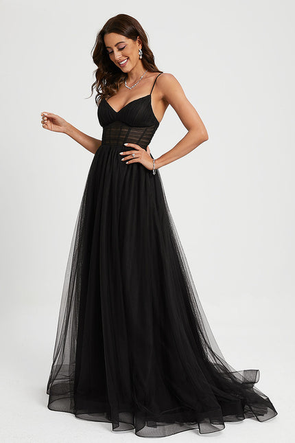 Robe De Princesse Tulle Noire Élégante - gallery 1