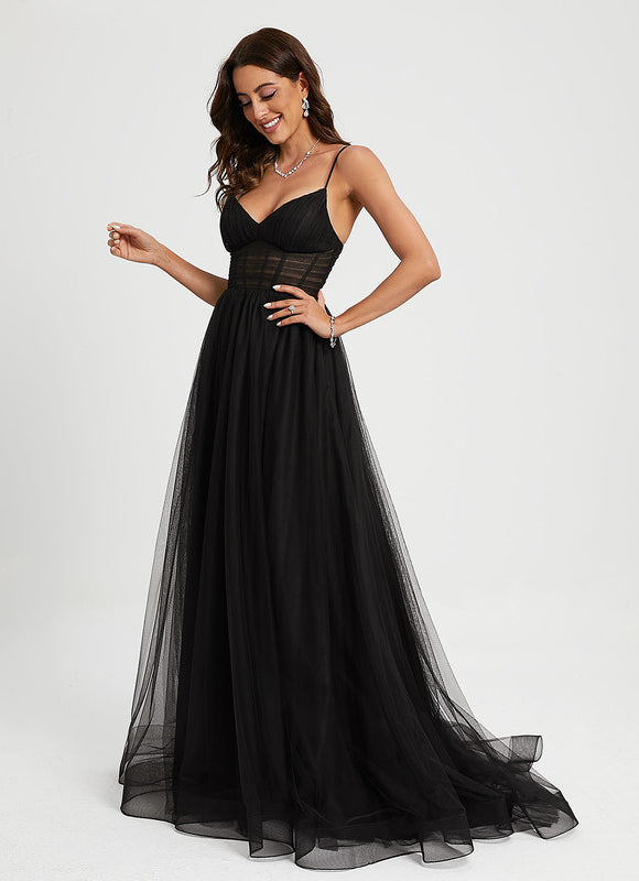 Robe De Princesse Tulle Noire Élégante - gallery 1