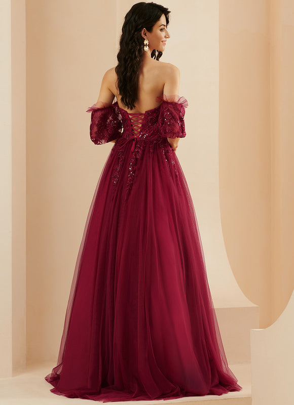 Robe De Princesse Bordeaux Évasée - gallery 5