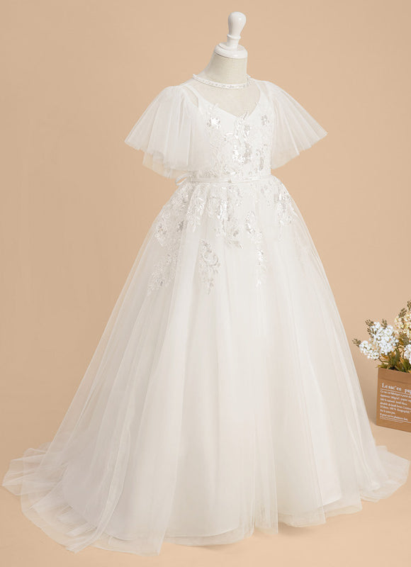 Robe De Princesse Tulle Ivoire Fleuri - gallery 2
