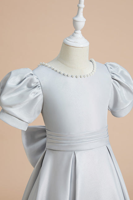 Robe De Princesse Satinée Grise - gallery 2