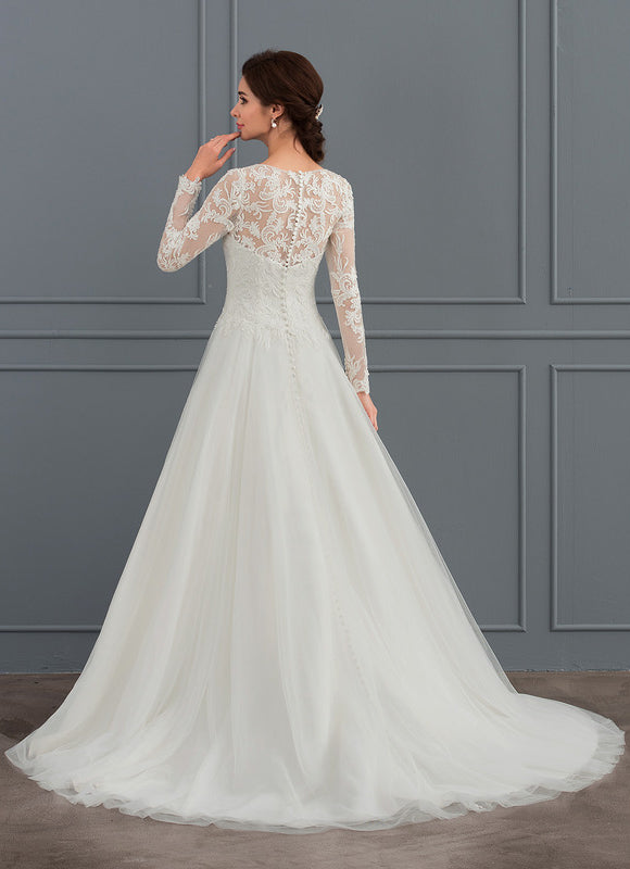 Robe De Princesse Nuptiale Tulle Ornée - gallery 3