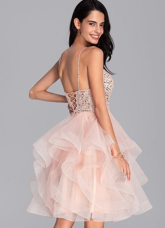 Robe De Princesse Tulle Volants Rose