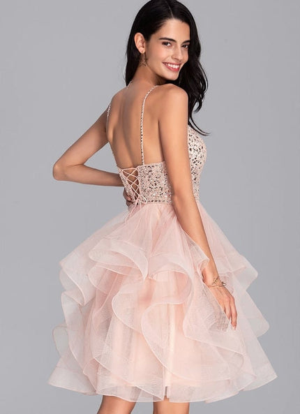 Robe De Princesse Tulle Volants Rose