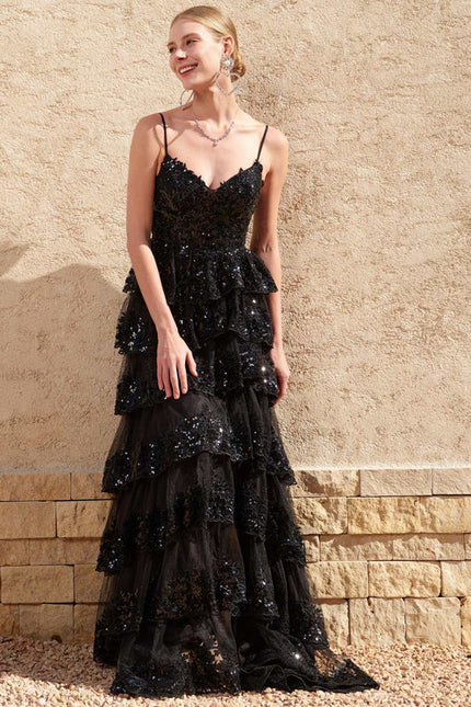 Robe De Princesse Noire À Paillettes