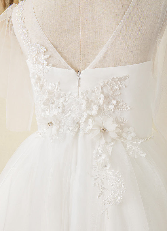Robe De Princesse Blanche Florale - gallery 1