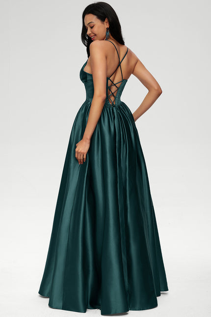 Robe De Princesse Satin Fluide Ras Du Sol - gallery 3