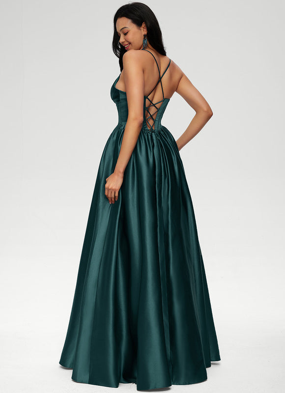 Robe De Princesse Satin Fluide Ras Du Sol - gallery 3