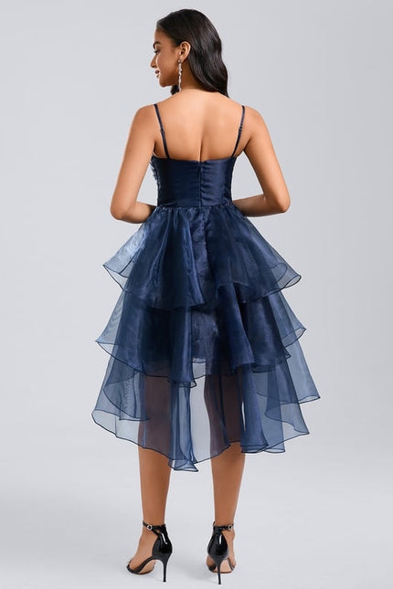 Robe De Princesse Soirée Fluide Bleu Nuit - gallery 4