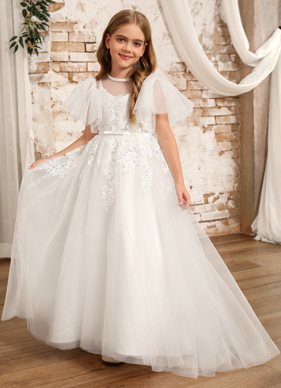 Robe De Princesse Tulle Ivoire Fleuri