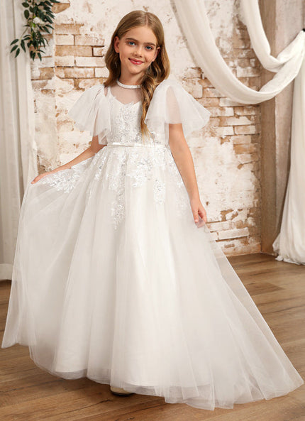 Robe De Princesse Tulle Ivoire Fleuri
