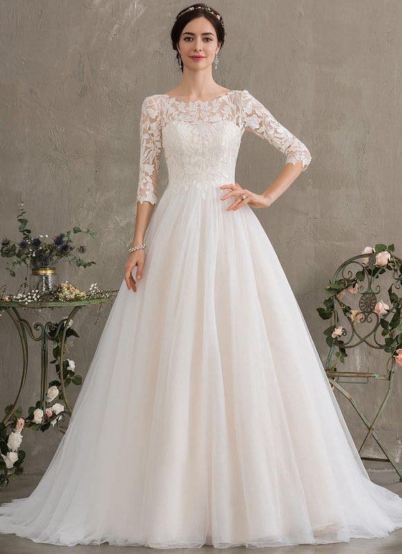 Robe De Princesse Nuptiale En Tulle Scintillant