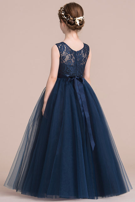 Robe De Princesse Marine Tulle Fleuri - gallery 3