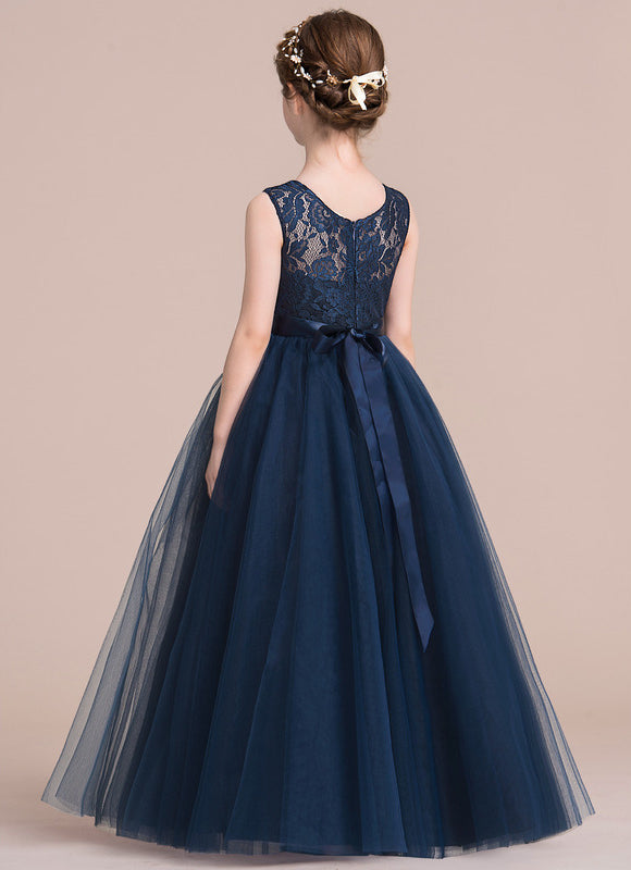 Robe De Princesse Marine Tulle Fleuri - gallery 3