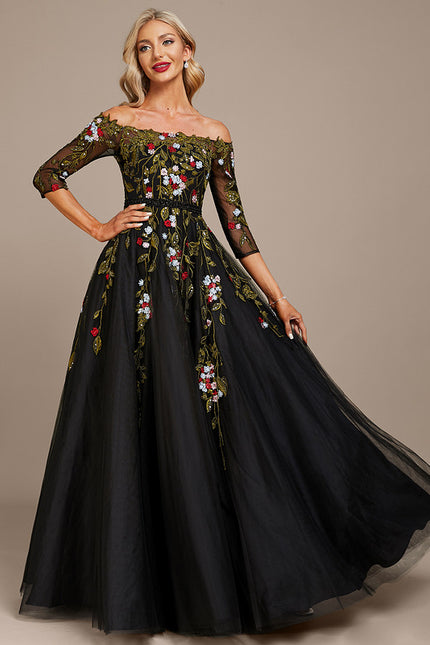 Robe De Princesse Noire Florale - gallery 2