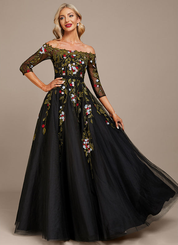 Robe De Princesse Noire Florale - gallery 2