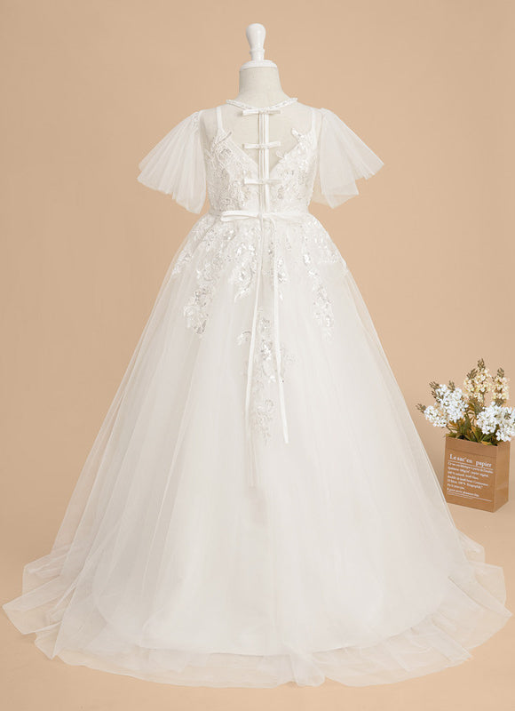 Robe De Princesse Tulle Ivoire Fleuri - gallery 4