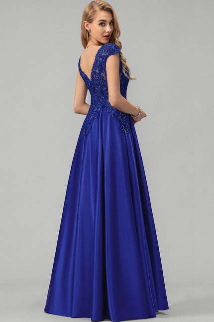 Robe De Princesse Soirée Bleue Satinée - gallery 3