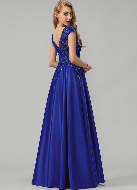 Robe De Princesse Soirée Bleue Satinée - gallery 3
