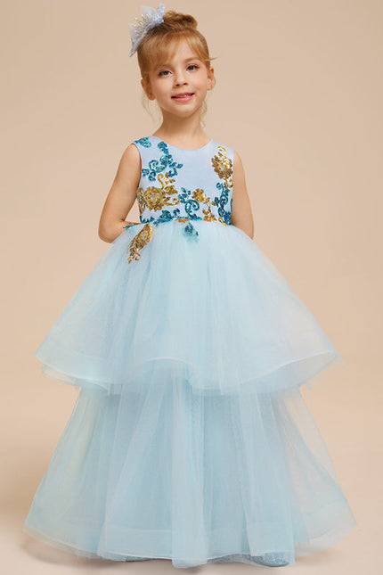 Robe De Princesse Tulle Bleu Floral - gallery 3