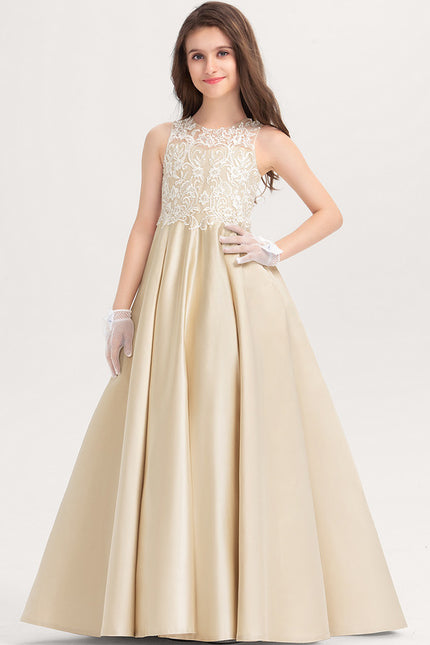 Robe De Princesse Satin Beige Ornée - gallery 3