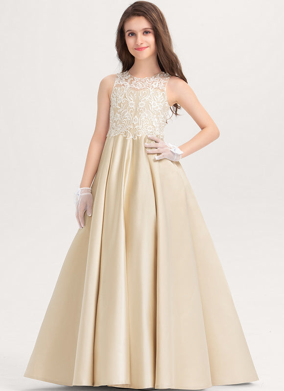 Robe De Princesse Satin Beige Ornée - gallery 3