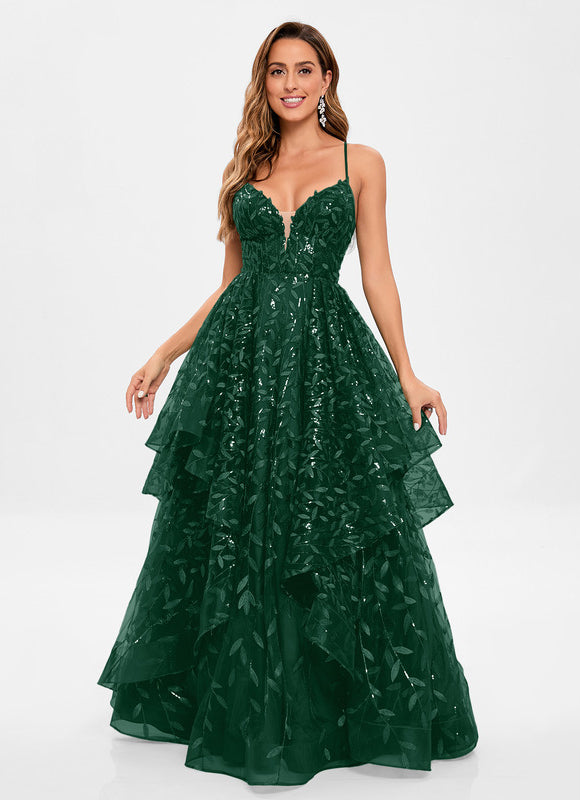 Robe De Princesse Émeraude À Volants