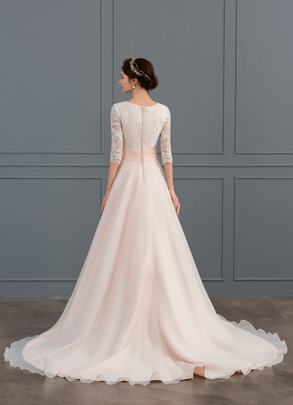 Robe De Princesse Nuptiale En Organza - gallery 2