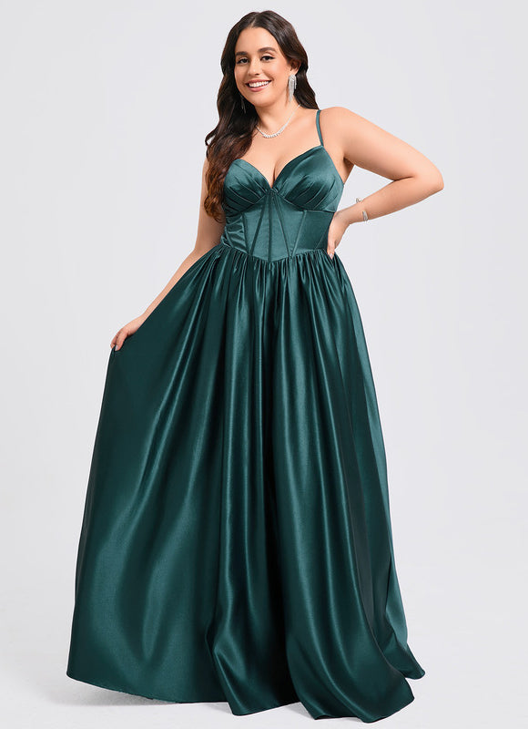 Robe De Princesse Satin Fluide Ras Du Sol - gallery 5