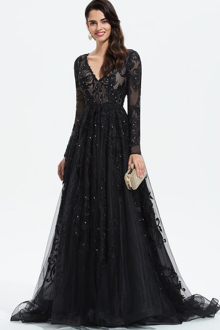 Robe De Princesse De Gala En Tulle Brodé - gallery 8
