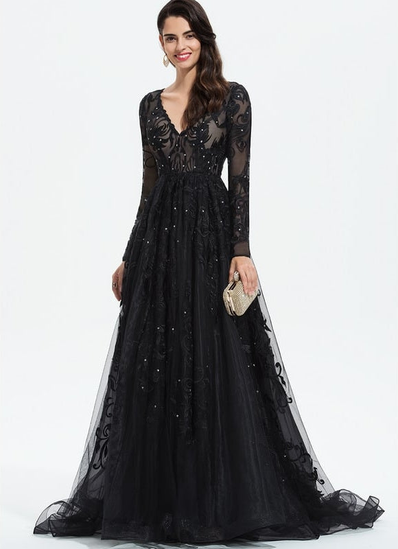 Robe De Princesse De Gala En Tulle Brodé - gallery 8