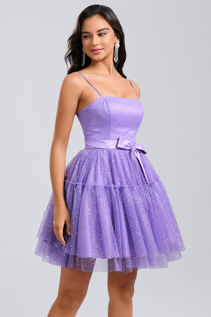 Robe De Princesse Tulle Violet Scintillant - gallery 2