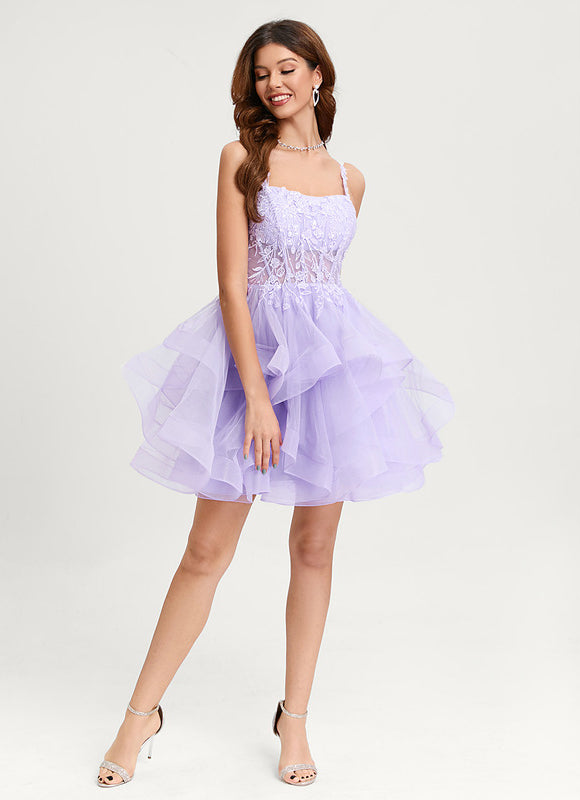 Robe De Princesse Tulle Asymétrique Saumon - gallery 4