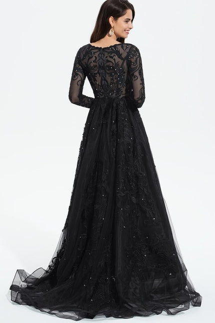 Robe De Princesse De Gala En Tulle Brodé - gallery 9