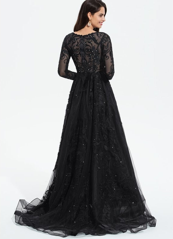 Robe De Princesse De Gala En Tulle Brodé - gallery 9