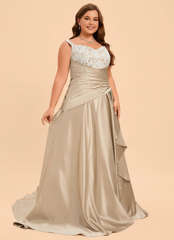 Robe De Princesse Satinée Beige - gallery 8