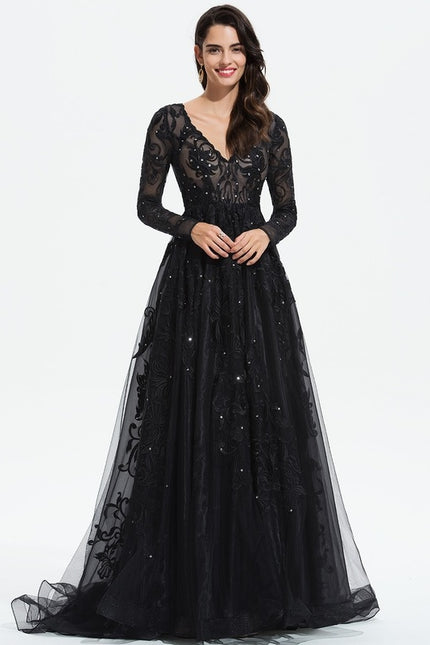 Robe De Princesse De Gala En Tulle Brodé - gallery 1