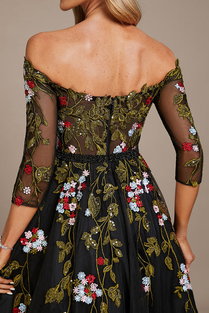 Robe De Princesse Noire Florale - gallery 1