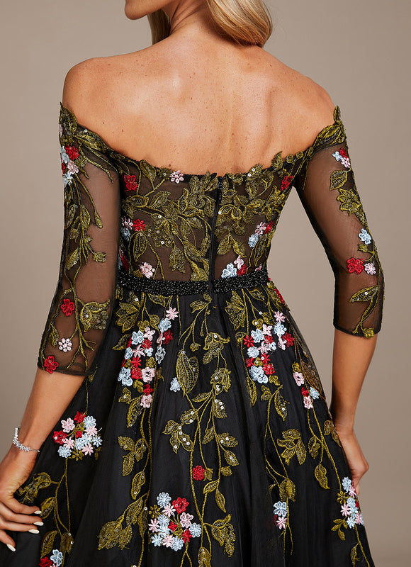 Robe De Princesse Noire Florale - gallery 1