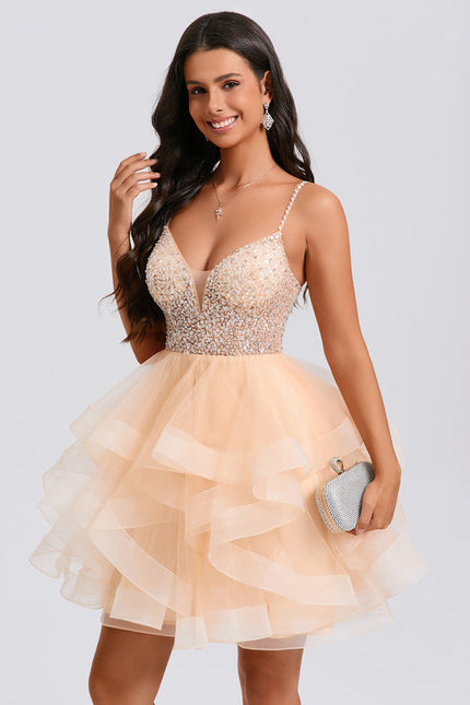 Robe De Princesse Tulle Pailletée Saumon - gallery 5