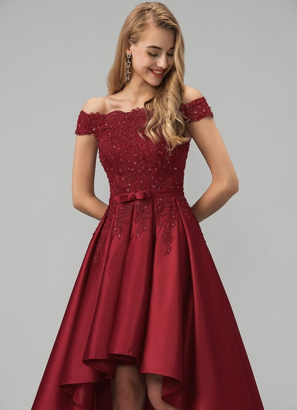 Robe De Princesse Asymétrique Satinée - gallery 2