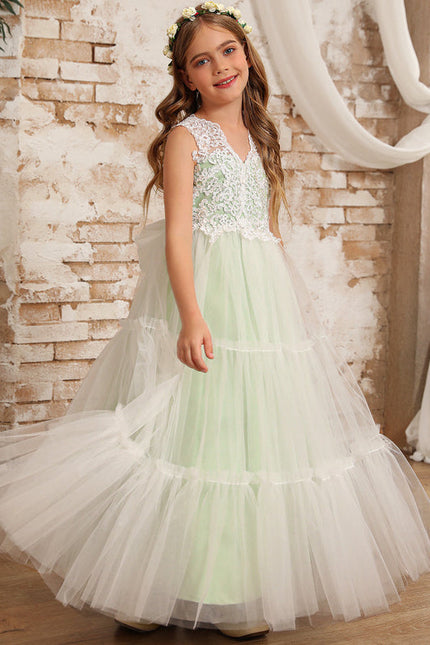 Robe De Princesse Tulle Vert Pâle - gallery 6