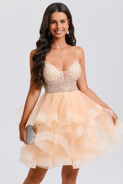 Robe De Princesse Tulle Pailletée Saumon - gallery 1