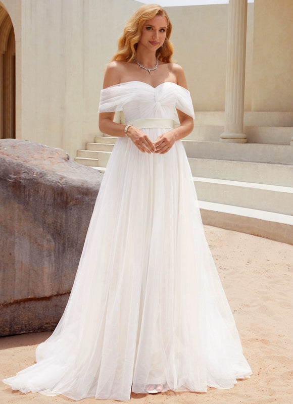 Robe De Mariee Col Bateau Princesse - gallery 1