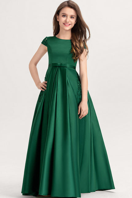 Robe De Princesse Satin Verte Élégante - gallery 5