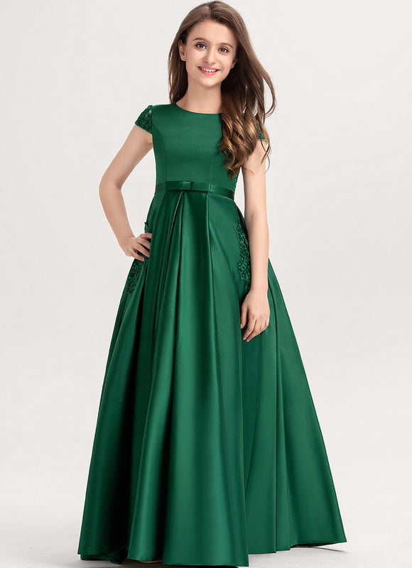 Robe De Princesse Satin Verte Élégante - gallery 5