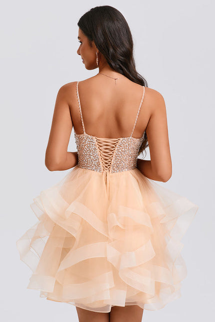 Robe De Princesse Tulle Pailletée Saumon - gallery 4